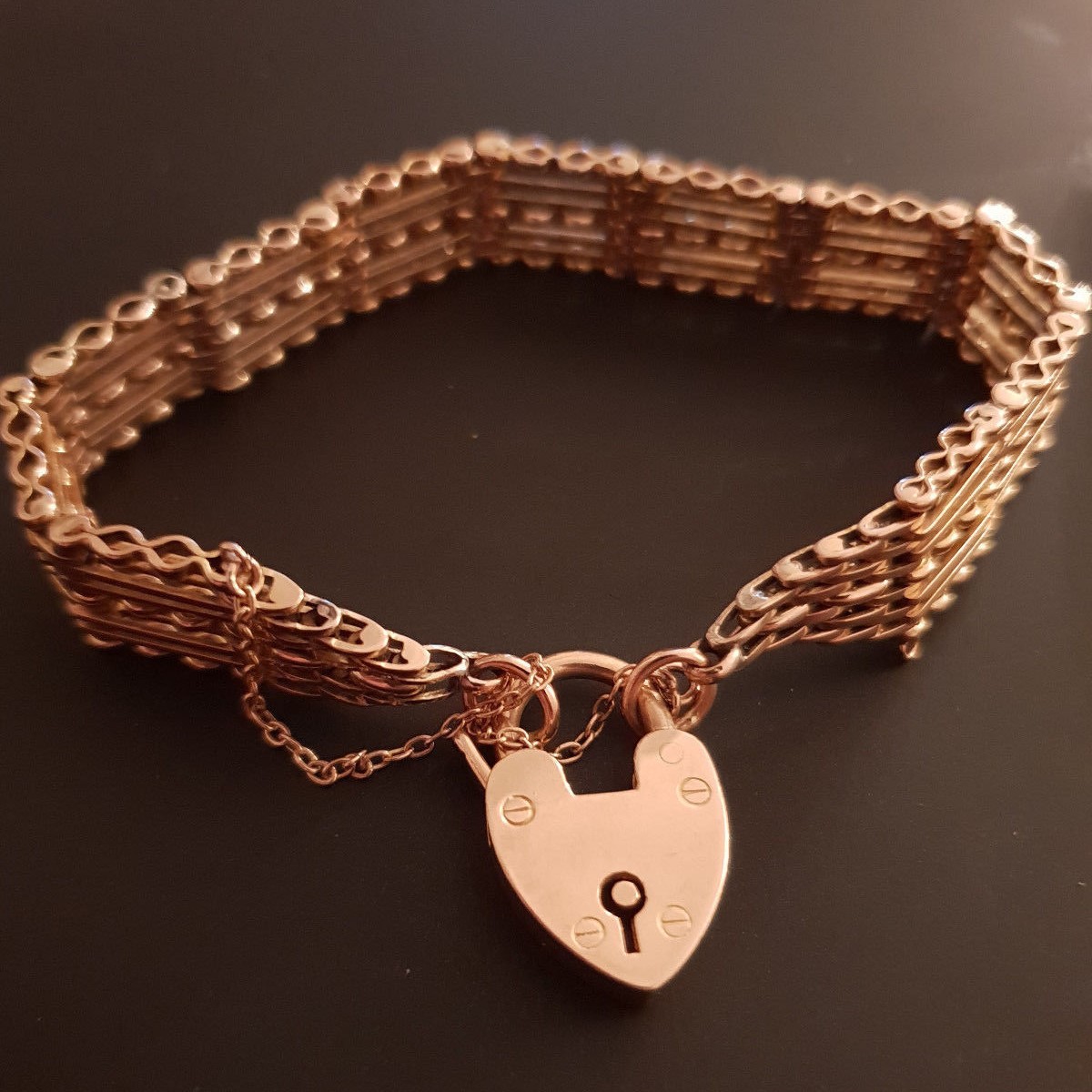 9 carat rose gold gate bracelet
